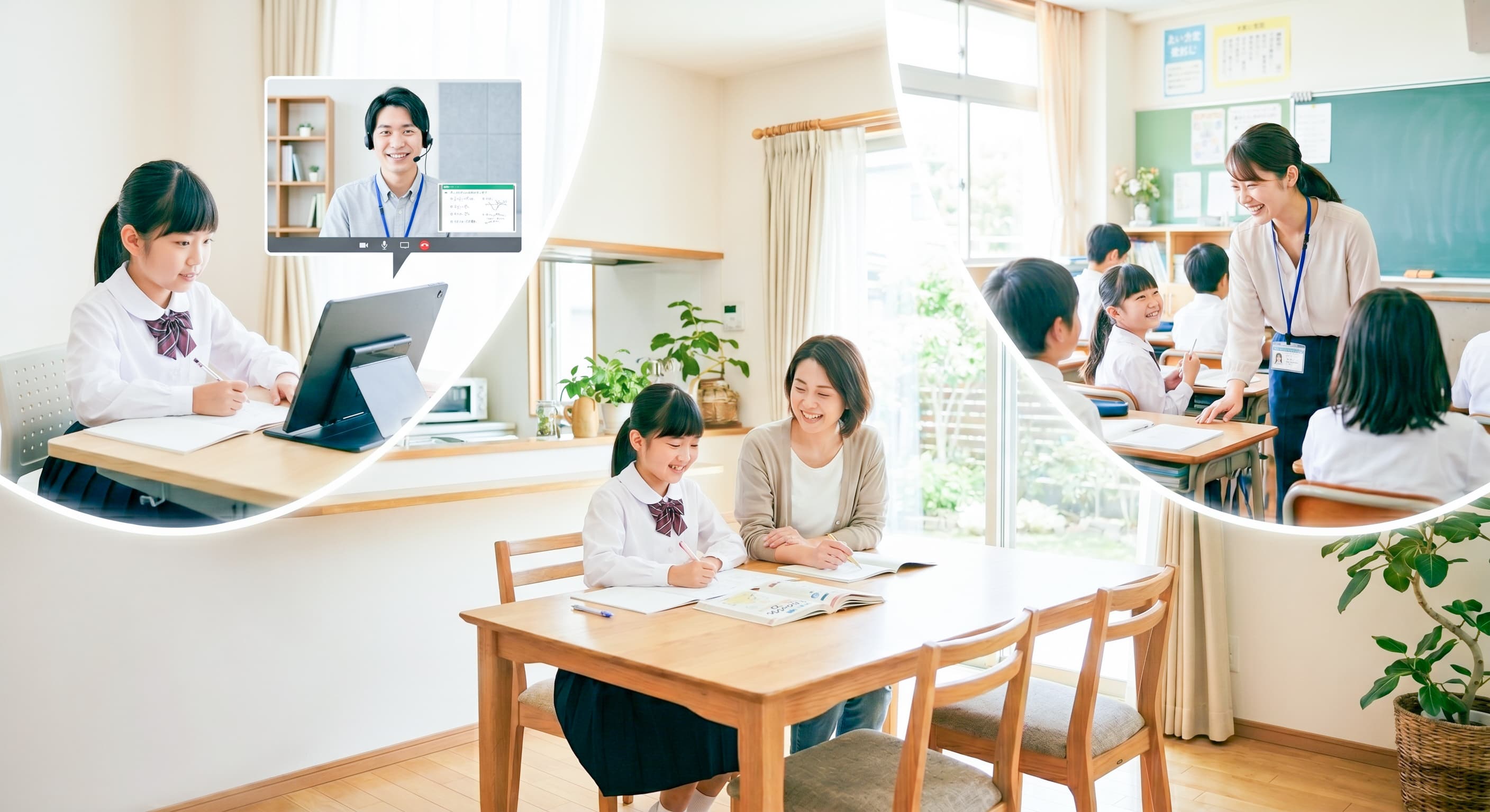 家庭・オンライン・学校をつなぐ学びの様子